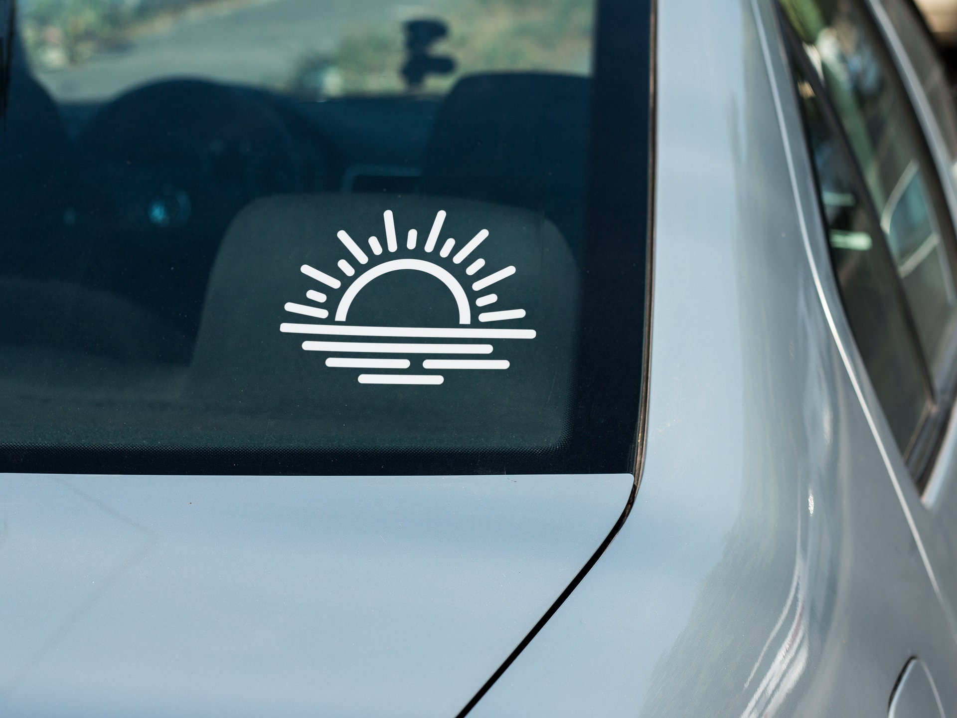 Custom Sun & Sea Beach Sticker – For Car Window, Laptop, Camping Gear – Glossy Finish