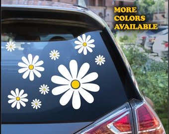 28 White Daisy Flower Decals Car Stickers Graphics Wall Window Decorations