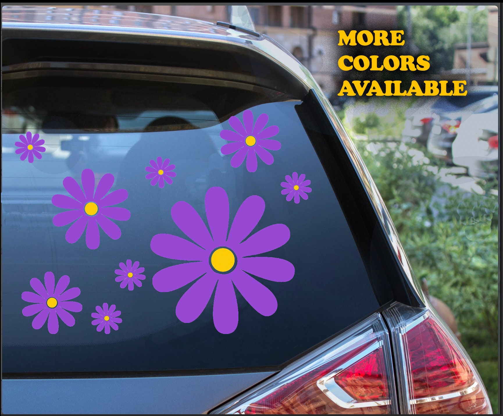 Nouiroy Daisy Rearview Mirror Sticker – 6 Pcs Funny Car Decals, Double-Sided Visibility, Passenger Queen Design