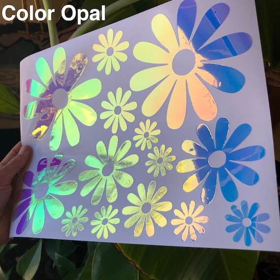 32, WIT DAISY BLOEM VINYL AUTO DECALS, STICKERS, AUTO GRAFISCH, ZELFSTERS