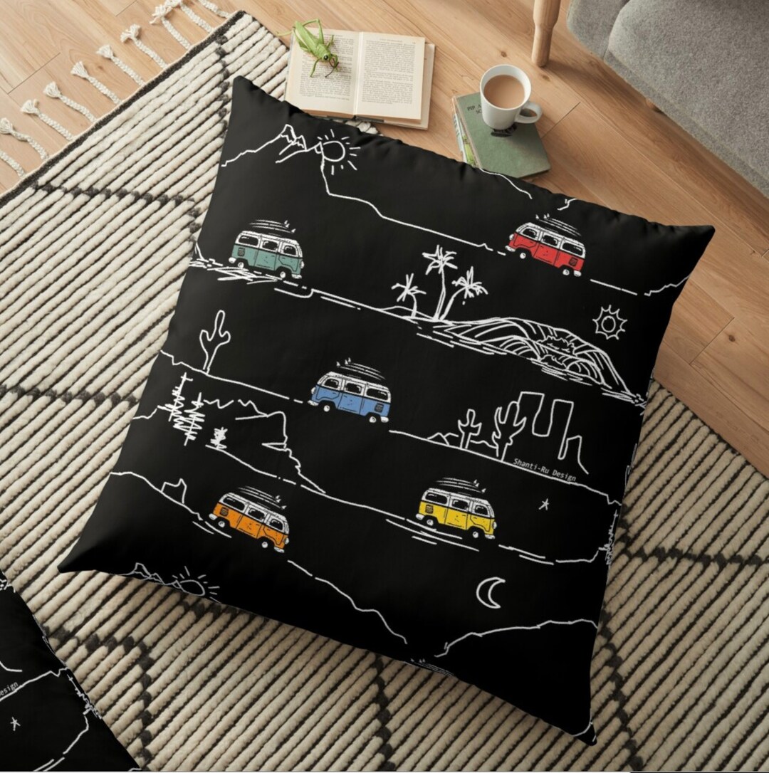 Camper Van Pillow, Campervan Gift, Van Accessorie, Cute Throw Pillow