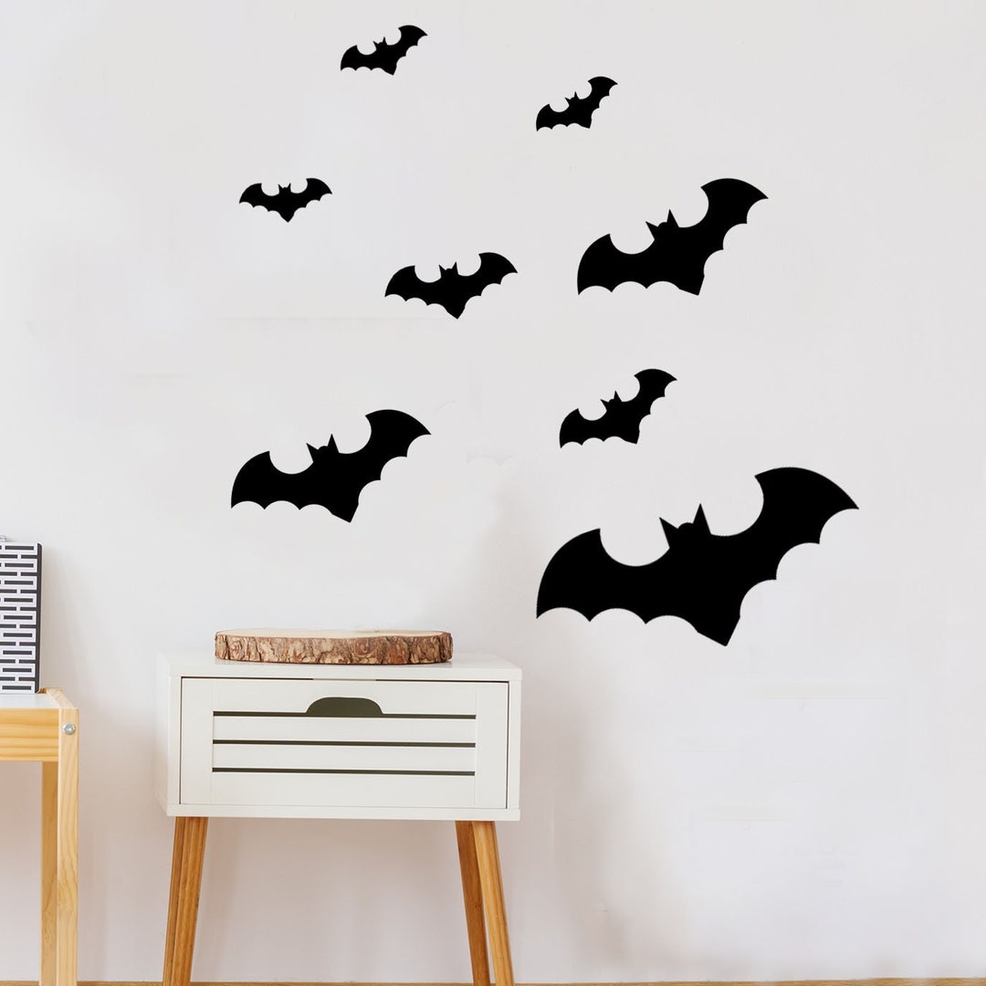 Bat Sticker Halloween Bats Decal Set of 8, Flying Bat Stickers, Large Bat Stickers ...
