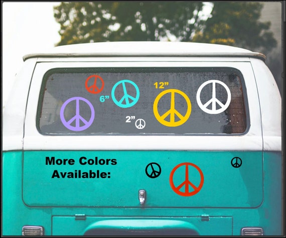 Peace Sign Decal Hippie Car Decal Car Stickers Peace car decals Camper van accessories Retro Stickers Peace Sticker Groovy vinyl decal