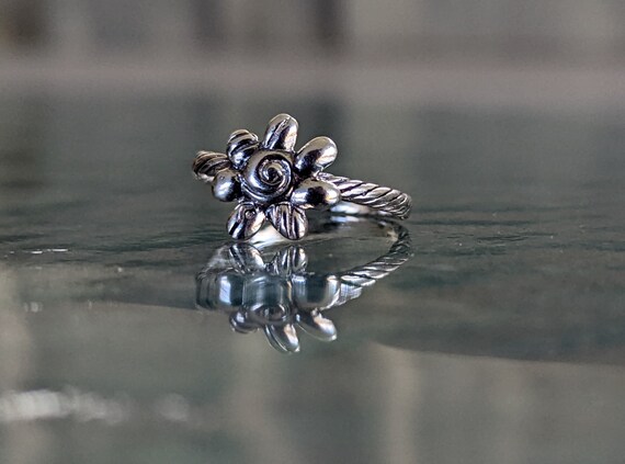 Silver Flower Hippie Ring