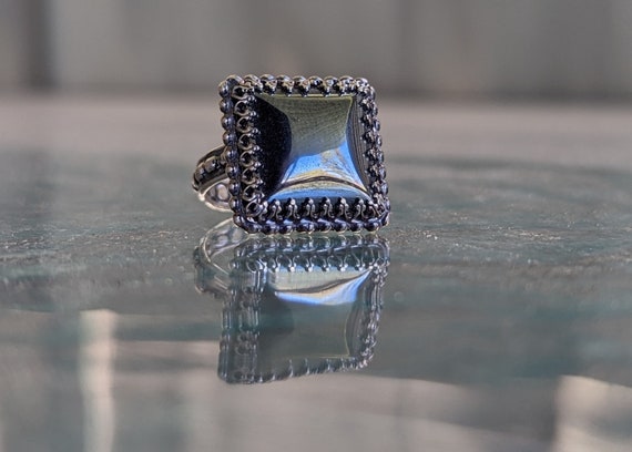 Hematite and Silver Ring