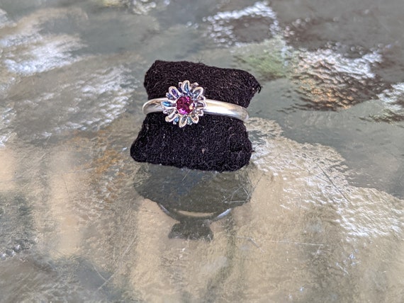 Silver Flower Cup with Rhodolite Garnet