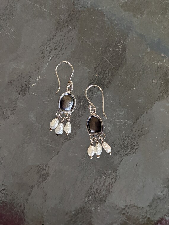 Silver and Freshwater Pearl Earrings on French wires