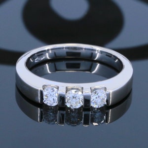 0.51Ct 3 stone channel set diamond ring/moissanite/10k gold/ 925 Sterling silver/14K/18K/engagement/wedding/anniversary