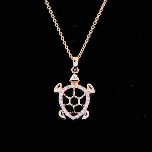 Collier tortue diamant 0.14Ct, collier animal, collier or rose 925 Collier argent sterling/or 14K/18K, charme diamant minimaliste