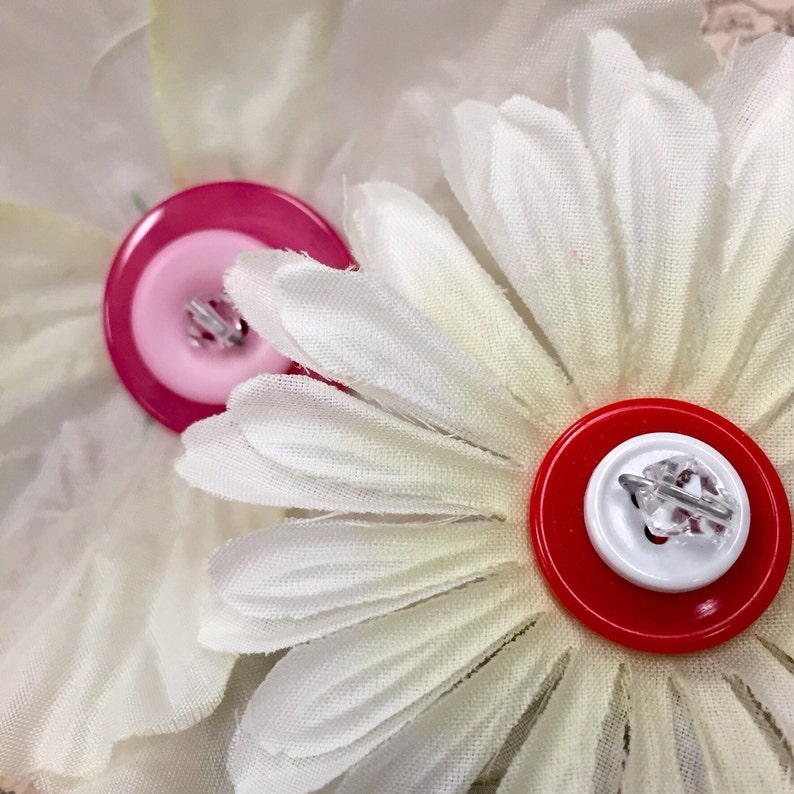 Set of Two 2 Silk Flower Clips in a Soft White Hair Etsy