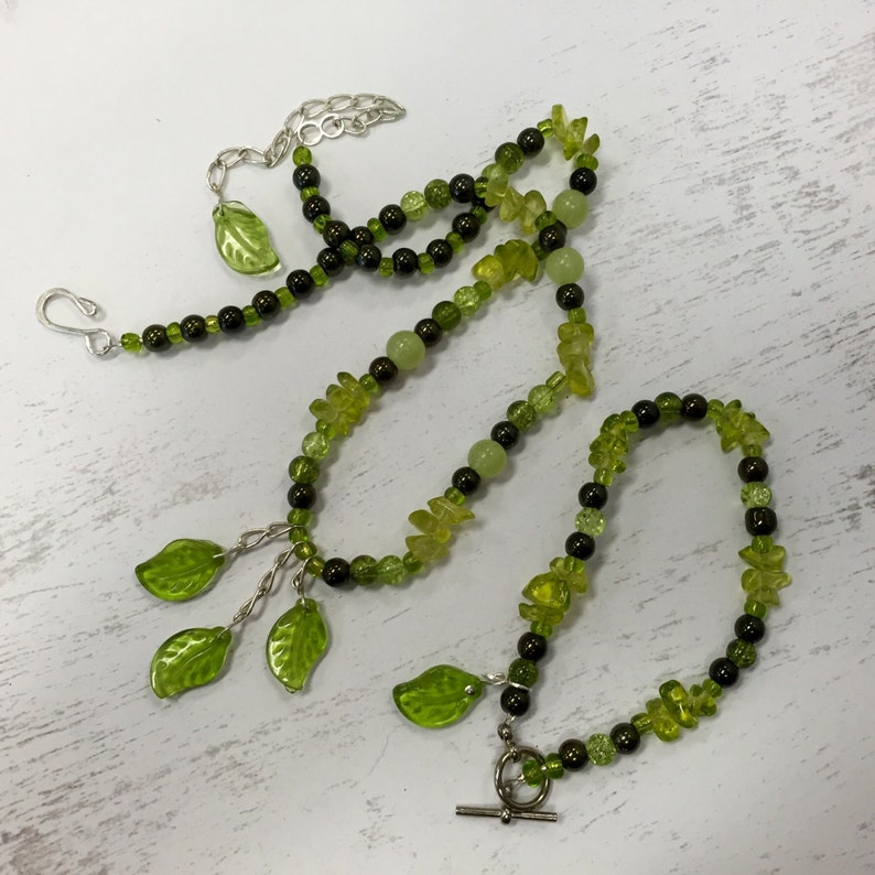 Green Leaves jewelry set beaded jewelry fashion accessories