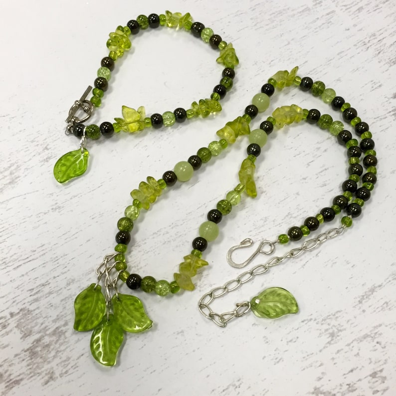 Green Leaves jewelry set beaded jewelry fashion accessories
