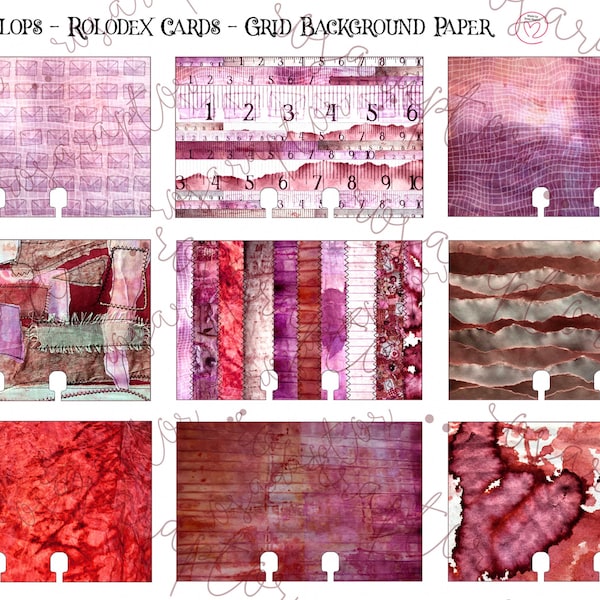 Niedliche Zyklopen - Rolodex Karten - Gitter Hintergrundpapier - TRICOLOR | Digitales Papier | Junk Journal | Whimsical