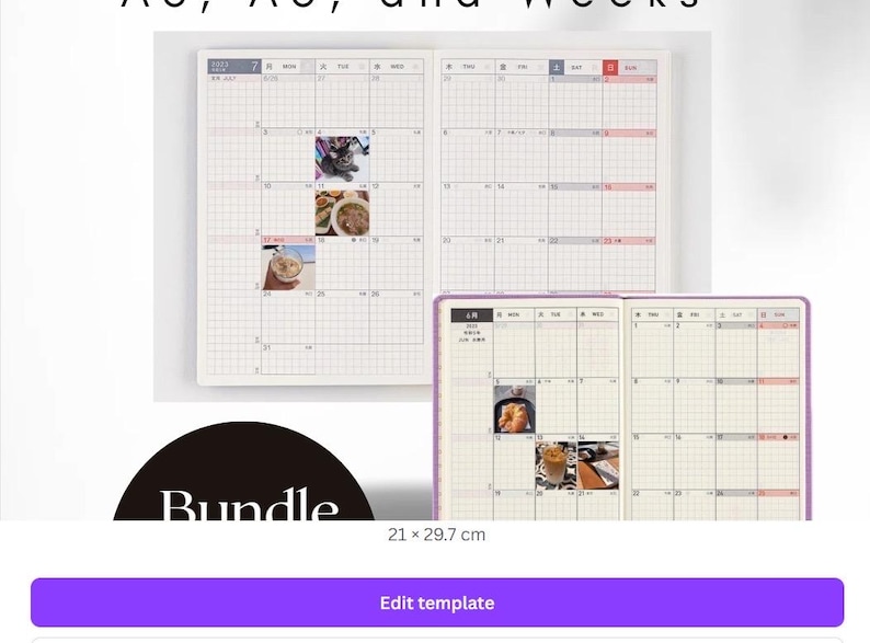 Hobonichi Monthly Photo Template Bundle Package for A6 Original, A5 Cousin, and Weeks image 7