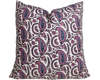 Cordoba Dahlia Pillow Cover - BOTH SIDES - Schuyler Samperton Pillow Cover - Purple Magenta Teal Pillow Cover- Designer - High End - Stripe