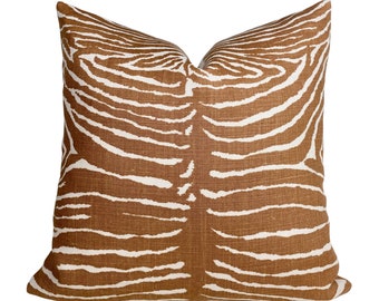 Le Zebre Pillow Cover - Caramel Pillow Cover - Brunschwig and Fils Pillow - High End Pillow - Designer Pillow - Animal Print Pillow - Linen