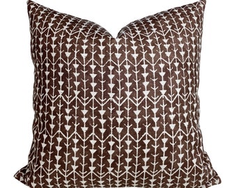 Carolina Irving Amazon Earth Pillow Cover - BOTH SIDES - Brown Pillow Cover - Designer Pillow - High End - Brown White Pillow - Chocolate