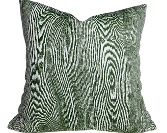 Green Faux Bois Linen Pillow Cover - Brunschwig & Fils Pillow Cover - Green Pillow Cover - Designer Pillow - High End - Wood Grain Pillow