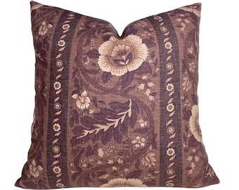 Woodley Cocoa Pillow Cover - BOTH SIDES - Brown Floral Pillow Cover - Schuyler Samperton Pillow - Designer - Maine Cottage - English Country