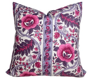 Woodley Fig Pillow Cover - BOTH SIDES - Schuyler Samperton Pillow Cover - Purple Floral Pillow Cover - Designer Pillow - High End - Stripe