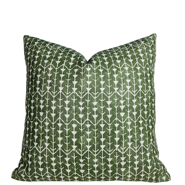 Carolina Irving Amazon Leaf Pillow Cover - BOTH SIDES - Green Pillow Cover - Designer Pillow - High End - Green White Pillow - Stripe Pillow