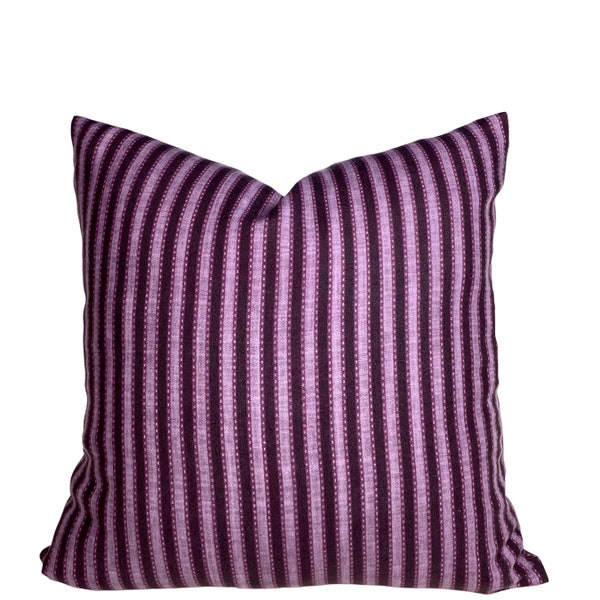 Purple Stripe Pillow Cover - Plum Amethyst Pillow Cover - Schuyler Samperton Pillow - Designer Pillow - High End - Pendleton Black Currant