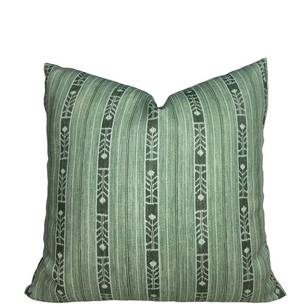 Green Stripe Pillow Cover - Green Boho Pillow Cover - Schuyler Samperton Pillow - Designer Pillow - High End Pillow - Benghal Stripe Clover