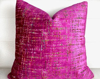 Fuchsia Velvet Pillow Cover - Pink Velvet Pillow Cover - Textured Pillow - Magenta Pillow Cover - Multicolor - Bright Pink Throw Pillow