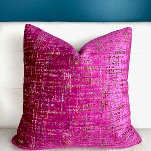 Fuchsia Velvet Pillow Cover - Pink Velvet Pillow Cover - Textured Pillow - Magenta Pillow Cover - Multicolor - Bright Pink Throw Pillow