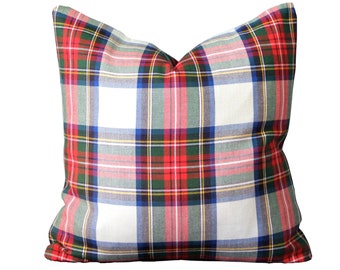 Christmas Pillow Cover - Holiday Pillow Cover - Red Green Plaid Pillow - Tartan Pillow Cover - Farmhouse Pillow - Farmhouse Christmas Decor