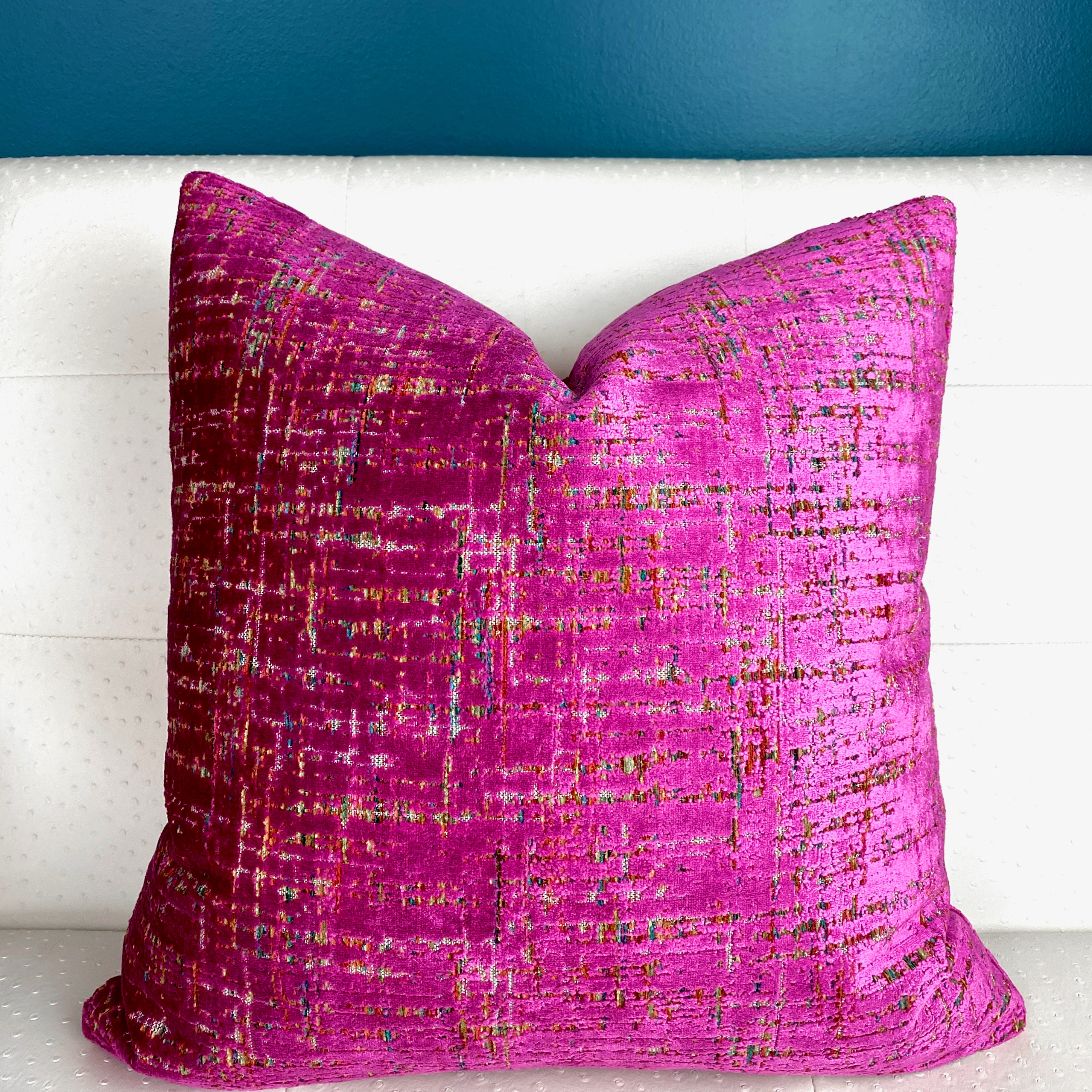 Fuchsia Velvet Pillow Cover Pink Velvet Pillow Cover Textured Pillow Magenta Pillow Cover Multicolor Bright Pink Throw Pillow