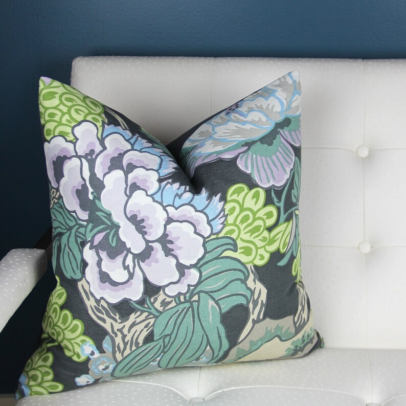 Thibaut Honshu Grey Pillow Cover Chinoiserie Pillow Cover Etsy