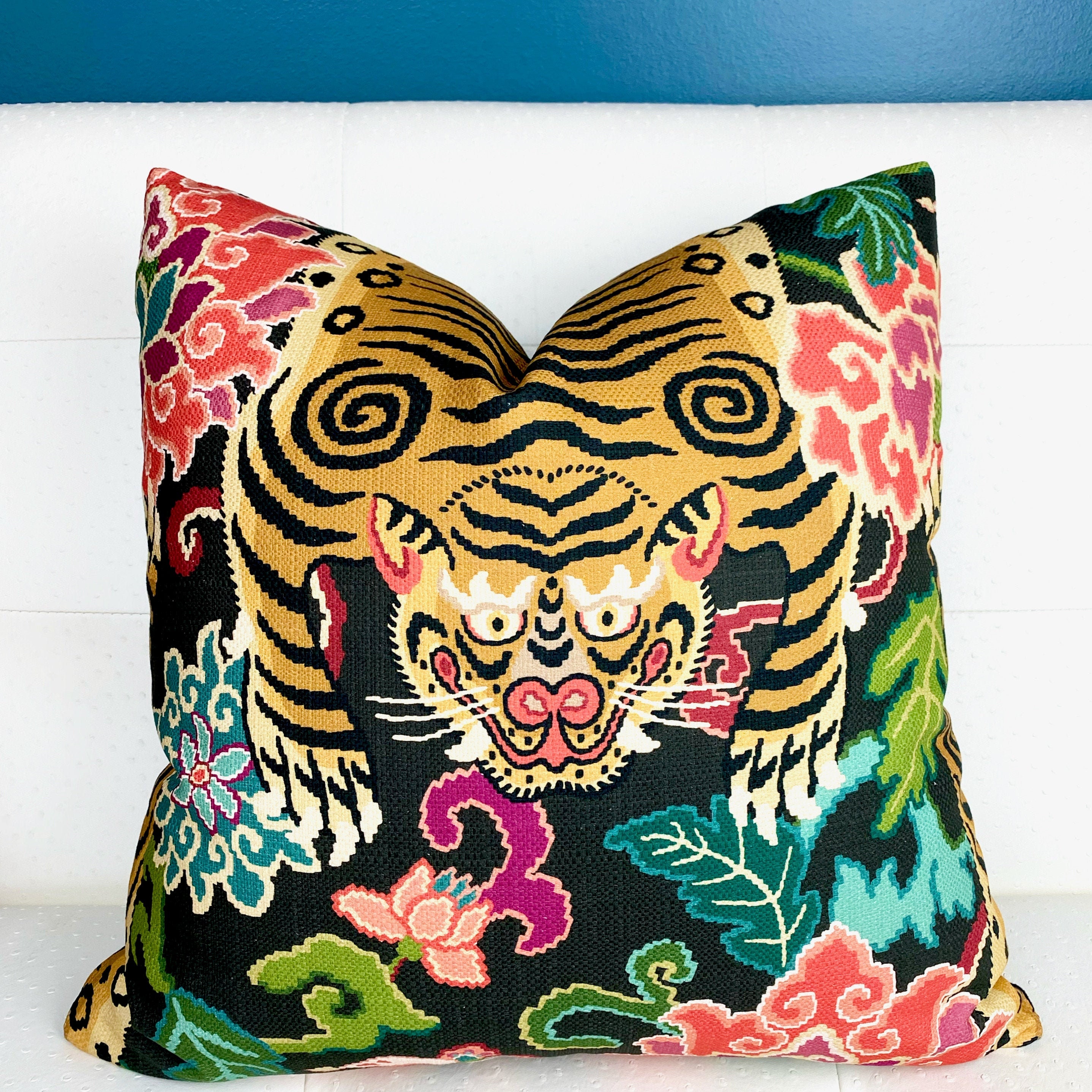 Tiger Pillow Cover Chinoiserie Pillow Cover Animal Print Etsy