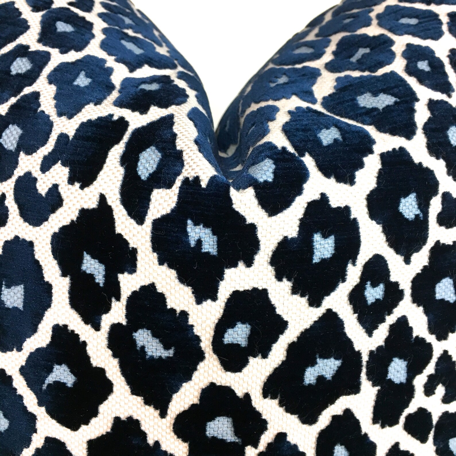 Leopard Velvet Pillow Cover Blue and White Pillow Cover Etsy