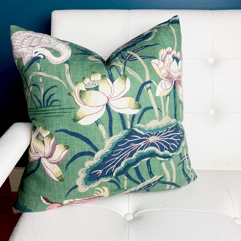 Schumacher Lotus Garden Jade Pillow Cover Green Pillow Cover Etsy Canada