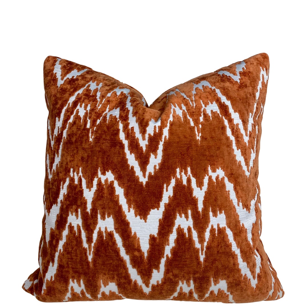 Orange Velvet Pillow Cover BOTH SIDES Gaston Y Daniela Etsy