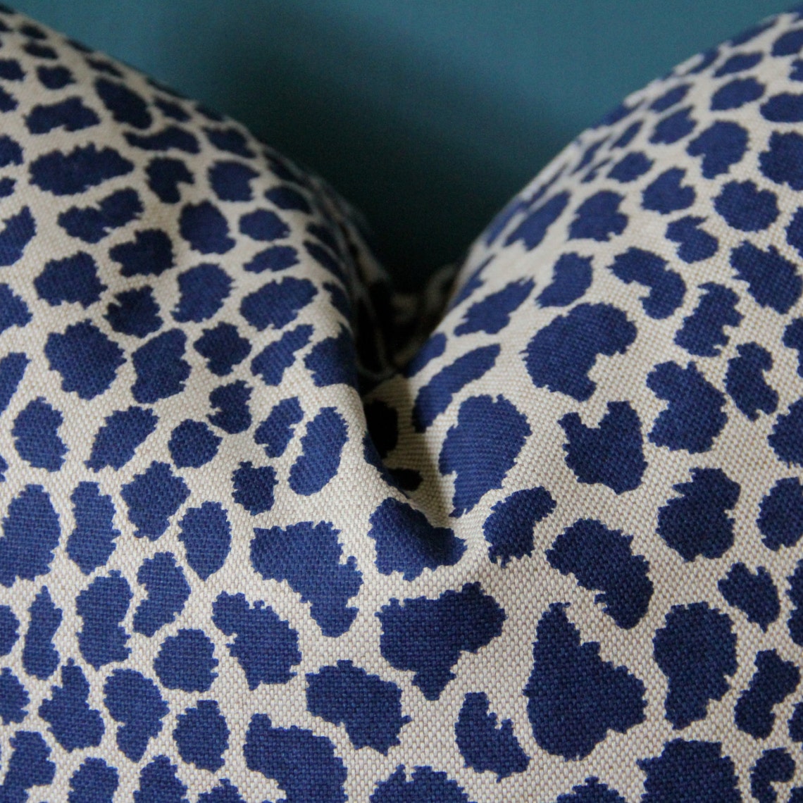 Navy Cheetah Pillow Cover Navy Tan Pillow Cover Leopard Etsy