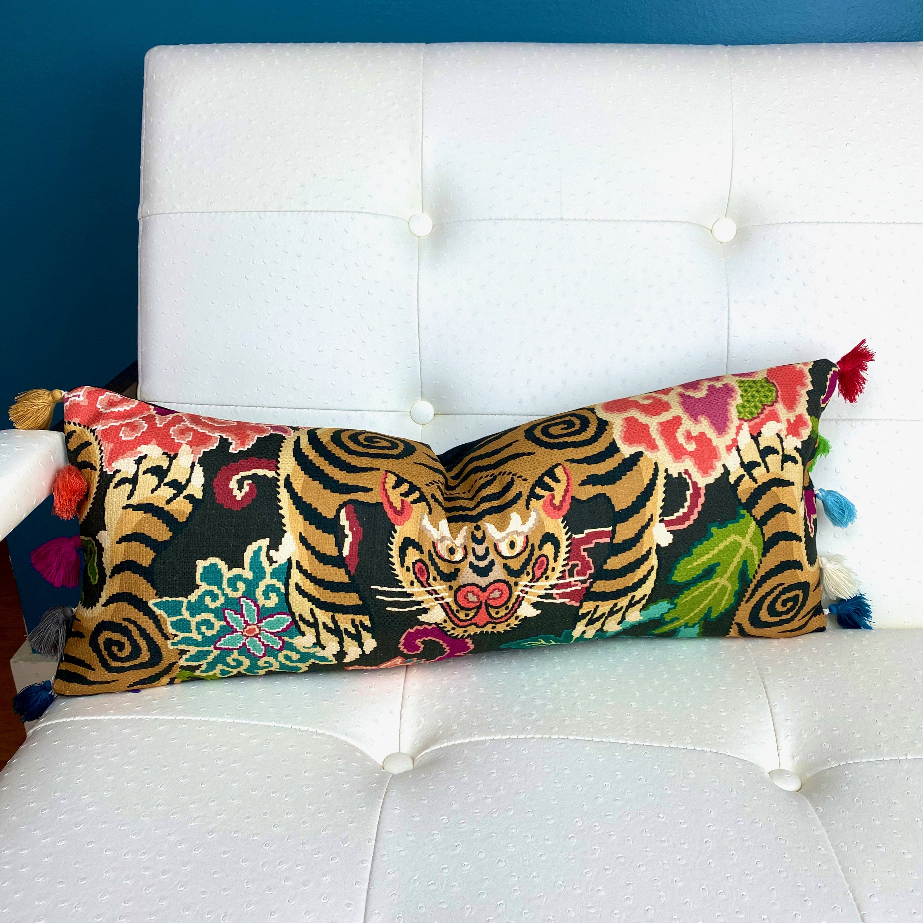 Luxurious Jokhang Hartig Flying Tibet Tiger Throw Pillow - Chloe & Olive