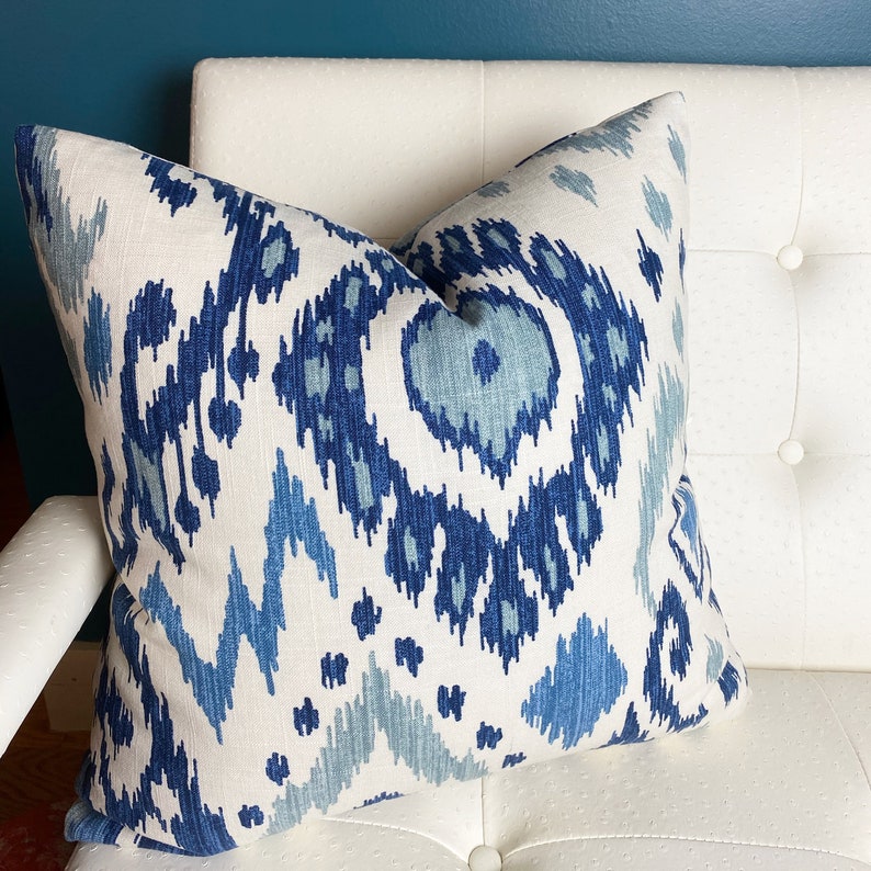 Blue and White Pillow Cover Blue Ikat Pillow Tribal Pillow Etsy