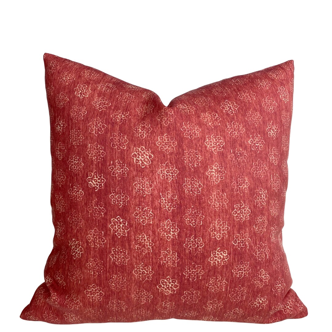 Persimmon Pillow Cover Block Print Pillow Cover Schuyler Samperton