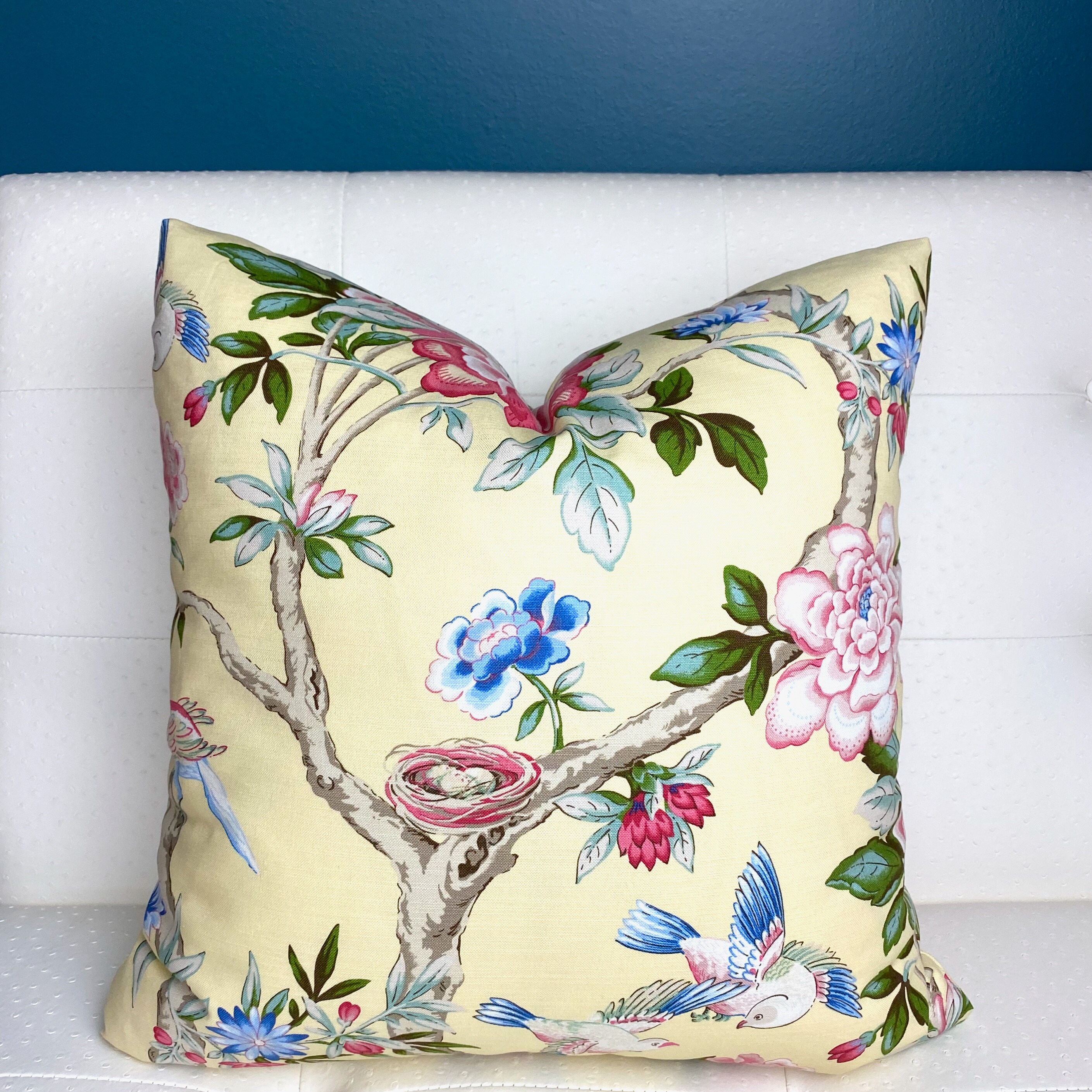 yellow floral pillow