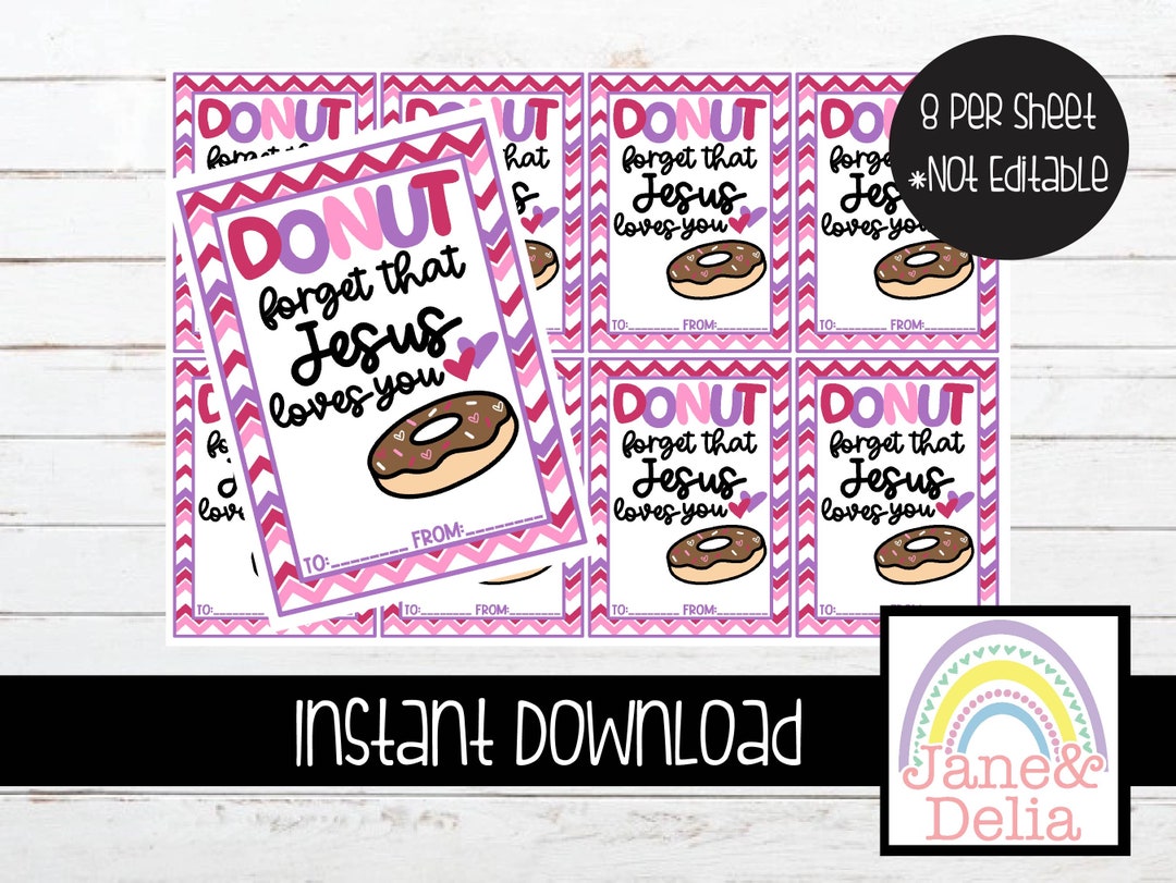 Donut Forget That Jesus Loves You PDF Printable Christian Valentine ...