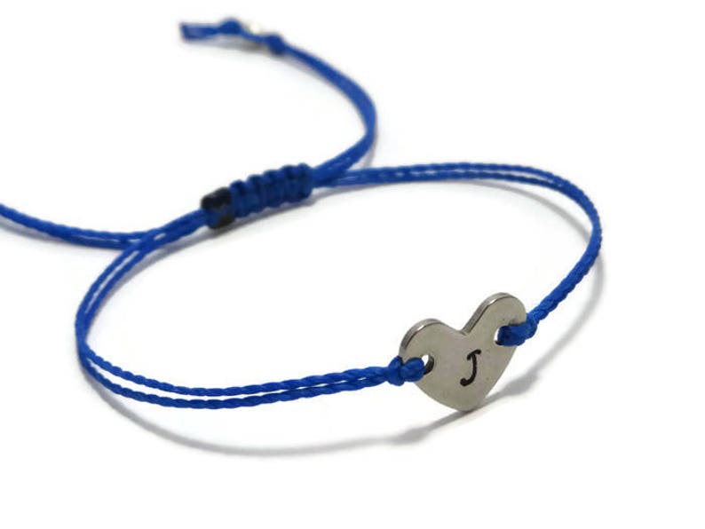 Personalized Jewelry Personalized Heart Bracelet Monogram Bracelet Initial Bracelet Stamped String Bracelet Custom Engraved Bracelet