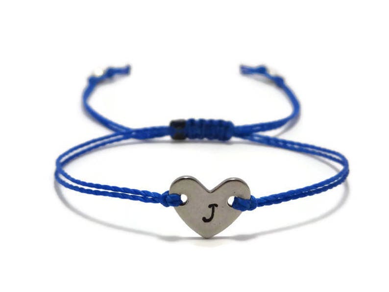 Personalized Jewelry Personalized Heart Bracelet Monogram Bracelet Initial Bracelet Stamped String Bracelet Custom Engraved Bracelet