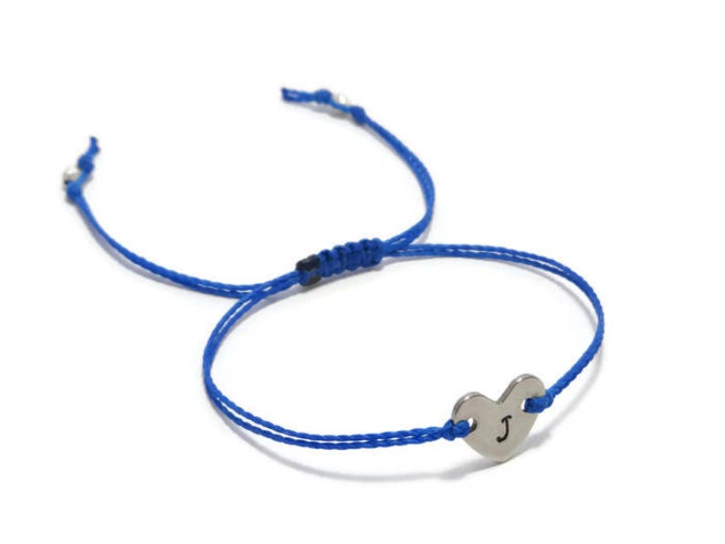 Personalized Jewelry Personalized Heart Bracelet Monogram Bracelet Initial Bracelet Stamped String Bracelet Custom Engraved Bracelet