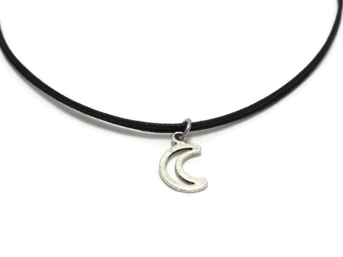 Moon Choker Necklace Crescent Moon Choker Bohemian Jewelry Etsy