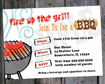 BBQ PARTY Invitation, Cook-Out Invitation, 4th of July Invitation, Grilling Party Invitation Custom Digital File, DIY Print