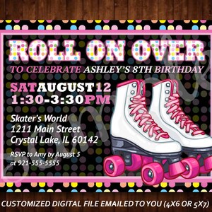 Convite de aniversário com tema de patinação, convite de festa de patinação, convite personalizado de patins infantis, arquivo digital personalizado, impressão diy