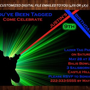 Geburtstagsparty Einladung zum Geburtstag, Geburtstagsparty Einladung, Laser Tag Einladung, Personalisierte Digitale Datei, DIY Druck