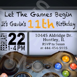 VIDEO GAME Geburtstag Party Einladung, Gamer Theme Einladung, Custom Digital File, DIY Druck